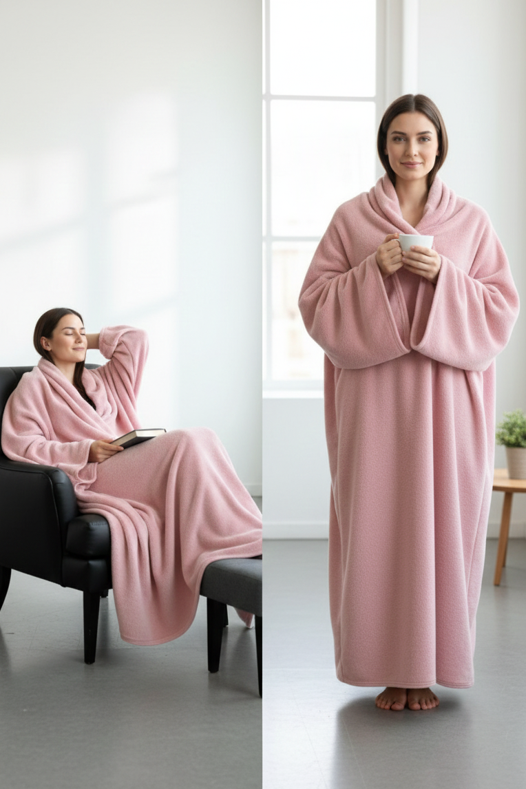 Kapüşonlu Kadın Giyilebilir Battaniye